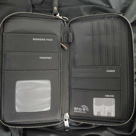 Nordace Black RFID Blocking Passport Sim SD Card ID Window Smart Wallet Wristlet - Picture 6 of 16